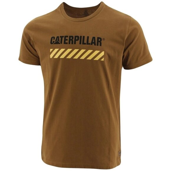 NEW! Caterpillar CAT Logo Men's Work Area Graphic T-Shirt Shirt Bronze Small - Picture 1 of 2